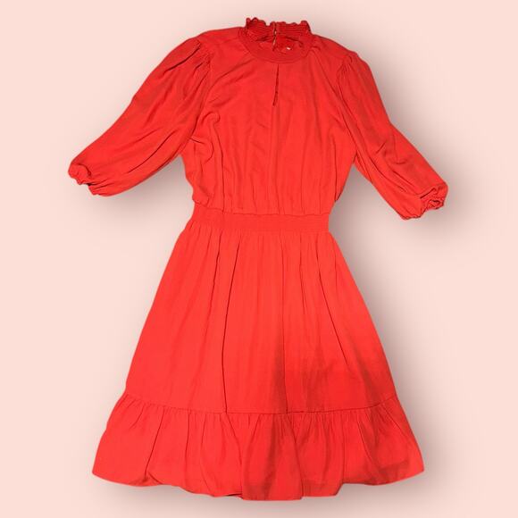 Nanette Lepore Red Knee Length Dress Womens Medium 8 Modest - Picture 2 of 5